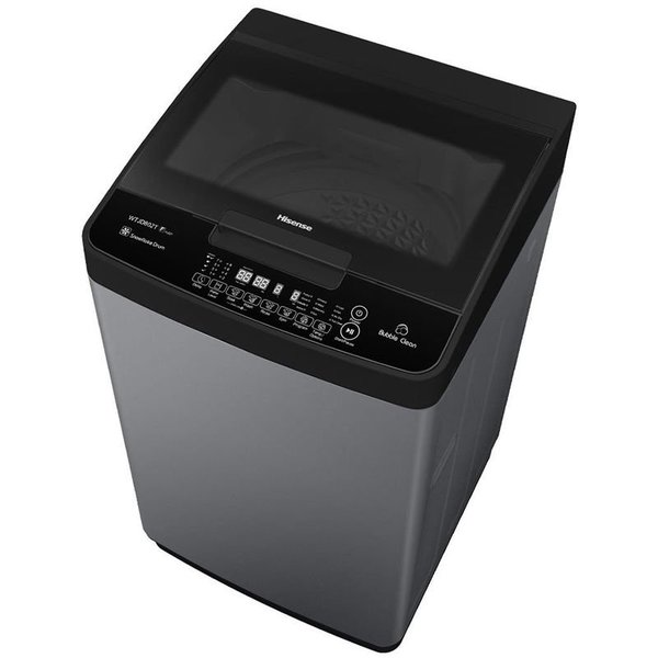 Hisense Washing Machine 8kg Fully Automatic, Top Load, Bubble Clean, Smart Fuzzy, Time Delay, Titanium Silver WTJA802T