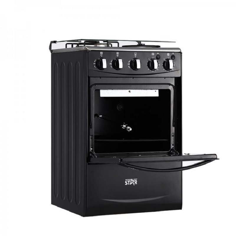 Winning Star Freestanding Cooker 2 Gas Burners, 2 Electric Burners with 52L Oven Black