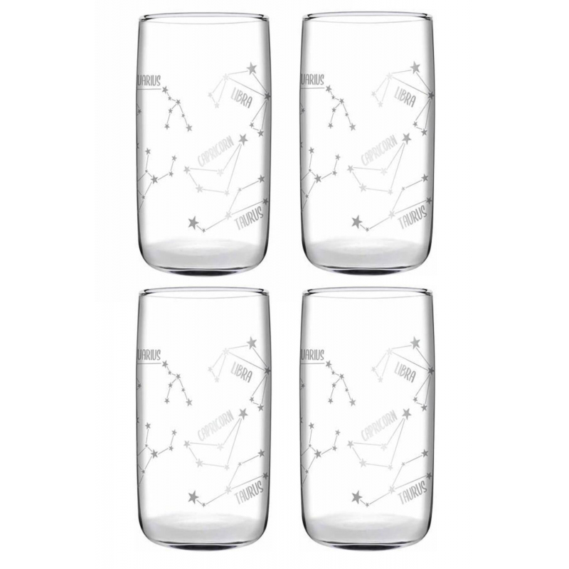 Pasabahce Iconic Zodiac Décor 4pcs Long Glass 540ml 420039