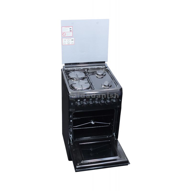 Westpoint Cooker 50x55cm 2 Gas Burners 2 Electric Plates with Electric Oven & Grill Black WCER5522E0N