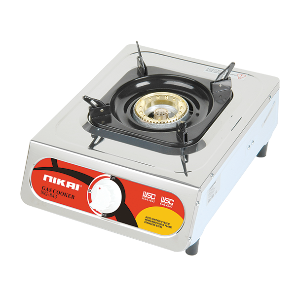 Nikai Gas Cooker 1 Burner Stainless Steel Blue Flame with High Efficiency Stainless Steel Body Full Safety Features  NG843