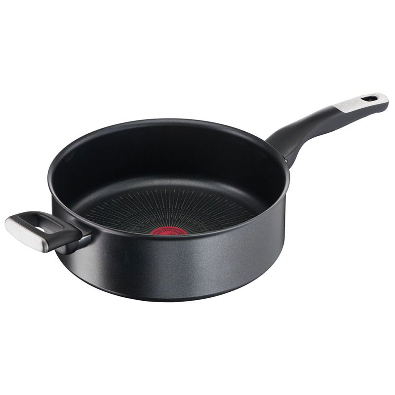 Tefal Unlimited Sautepan 26 CM All Hobs Titanium Non Stick Anti Scratch Safe Non Stick G6 Unlimited Round Saucepan Pan Cast Aluminum G2553302