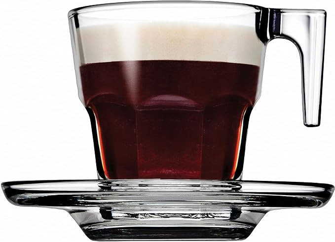 Pasabahce Casablanka Cup Saucer 70ml 6pcs Fully Tempered and Dishwasher Safe 95753