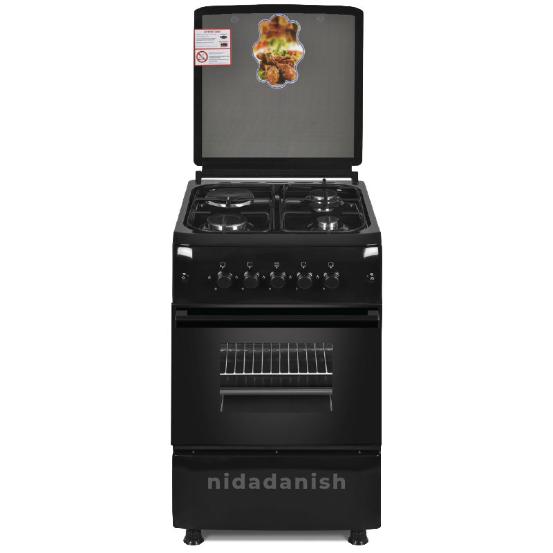 Westpoint Cooker 50x55cm 3 Gas Burners 1 Electric Plate with Electric Oven & Grill Black WCER5531E0N