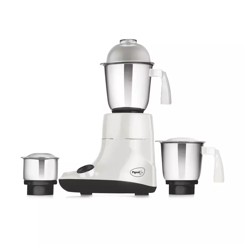 Pigeon Mixer Grinder 550w Powerful Motor with 3 Stainless Steel Jars for Dry Grinding Wet Grinding and Making Chutney Ivory