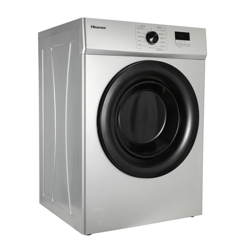 Hisense Dryer 8kg, Front Load, Fuzzy Control, LED Display, Double Water Inlets, Power Off Memory, Stainless-Steel Tub, Crease-Resist, Silver DV1W801UT