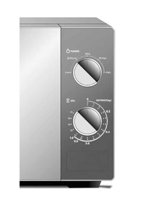 Hisense Microwave 20L 700W Solo Manual, 6 Power Levels, Push Button, Defrost, Cooking Timer, Durable Door, 360° Rotating Plate, Mirror H20MOMS10