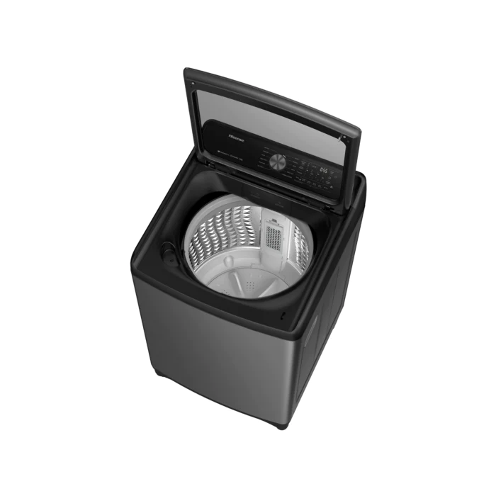 Hisense Washing Machine 18kg Top Loading, LED Display, Double Water Inlets, Smart Fuzzy Logic, Connect Life, Pre Soak Function, Self Programming Function Titanium Silver WT5T1825DT