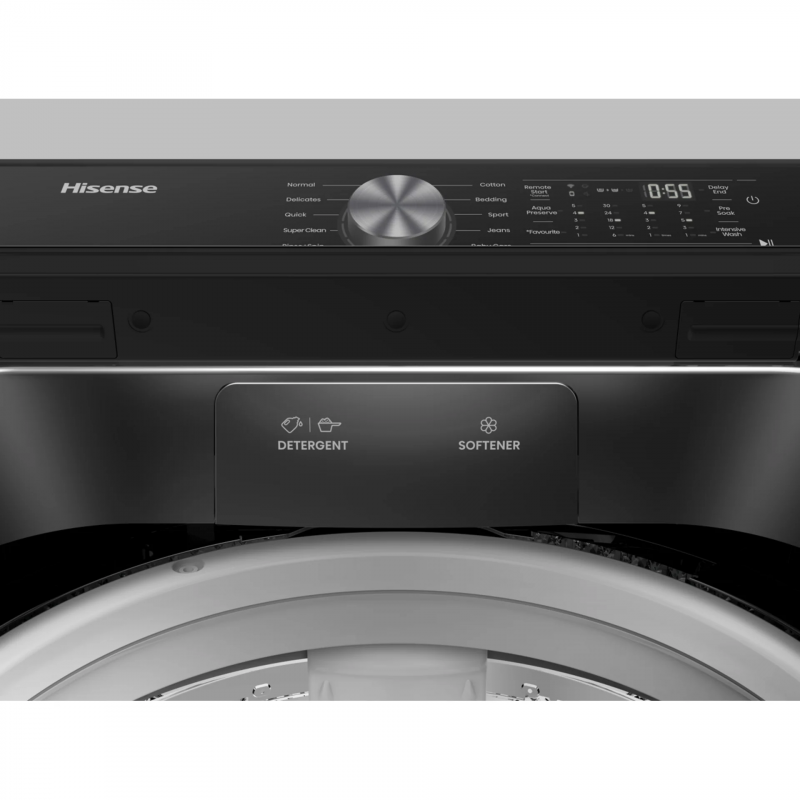 Hisense Washing Machine 18kg Top Loading, LED Display, Double Water Inlets, Smart Fuzzy Logic, Connect Life, Pre Soak Function, Self Programming Function Titanium Silver WT5T1825DT
