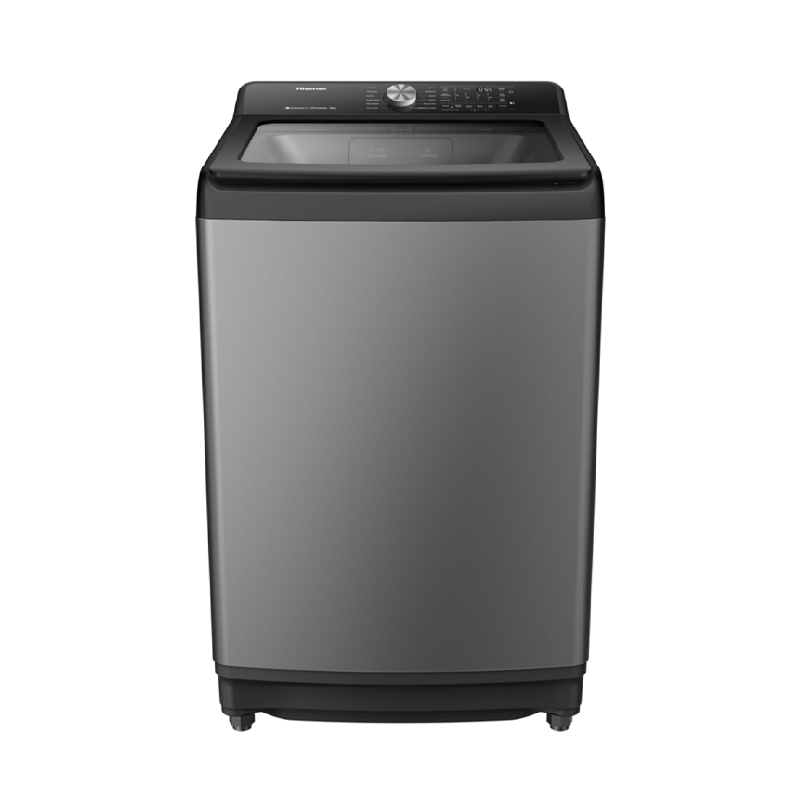 Hisense Washing Machine 18kg Top Loading, LED Display, Double Water Inlets, Smart Fuzzy Logic, Connect Life, Pre Soak Function, Self Programming Function Titanium Silver WT5T1825DT