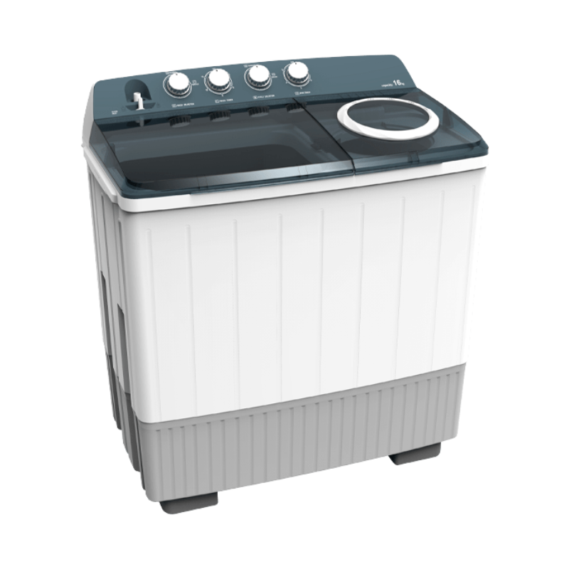 Hisense Washing Machine 16kg, Twin Tub, Manual Big Knobs, Transparent Lid, Lint and Drain Filter, Drain Pump, Stainless-Steel Tub, Crease-Resist, White WSDE161G