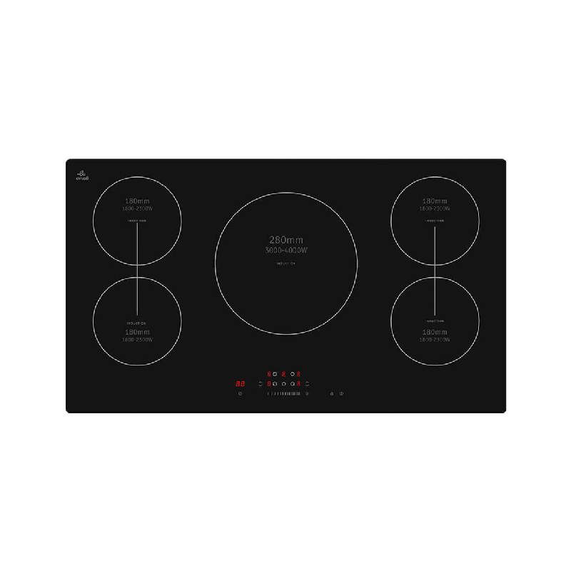 Evvoli Induction Hob 5 Burners Soft Touch Control With 9 Stage Power Setting 9700W IH905B