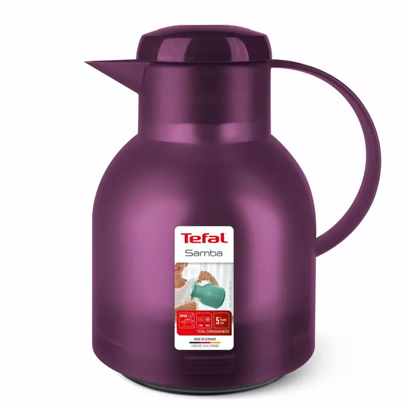 Tefal Samba Jug 1 Liter Aubergine Isothermal Jug Translucent Vacuum Flask Plastic-Polypropylenex (PP) Glass Liner K3035312