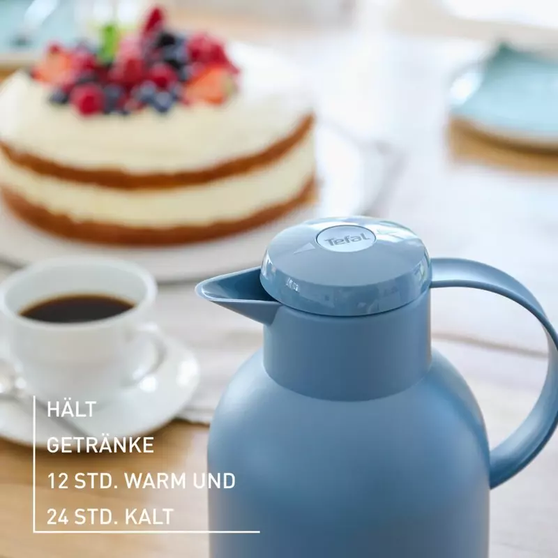 Tefal Samba Jug 1 Liter Blue Isothermal Jug Translucent Vacuum Flask Plastic-Polypropylenex (PP) Glass Liner K3035312 F4010110
