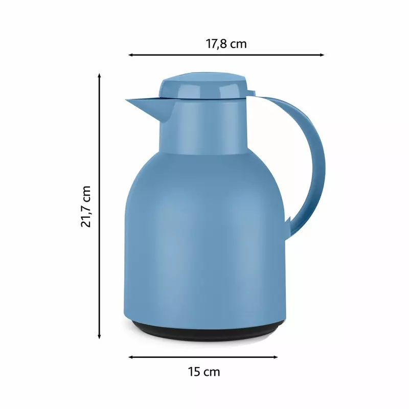 Tefal Samba Jug 1 Liter Blue Isothermal Jug Translucent Vacuum Flask Plastic-Polypropylenex (PP) Glass Liner K3035312 F4010110