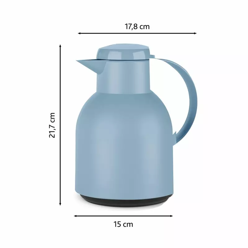 Tefal Samba Jug 1 Liter Blue Isothermal Jug Translucent Vacuum Flask Plastic-Polypropylenex (PP) Glass Liner K3035312 F4010110
