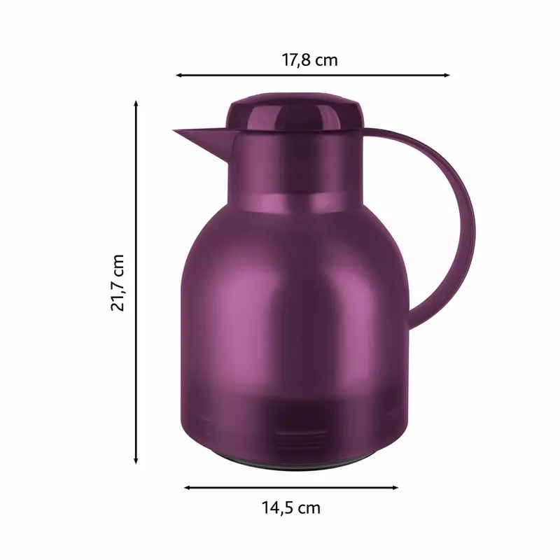 Tefal Samba Jug 1 Liter Aubergine Isothermal Jug Translucent Vacuum Flask Plastic-Polypropylenex (PP) Glass Liner K3035312