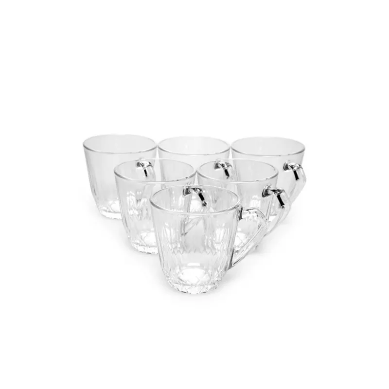 Pasabahce Mercan Mugs 160ml 6pcs Crystal Look, Refined Design and Dishwasher Safe 55733