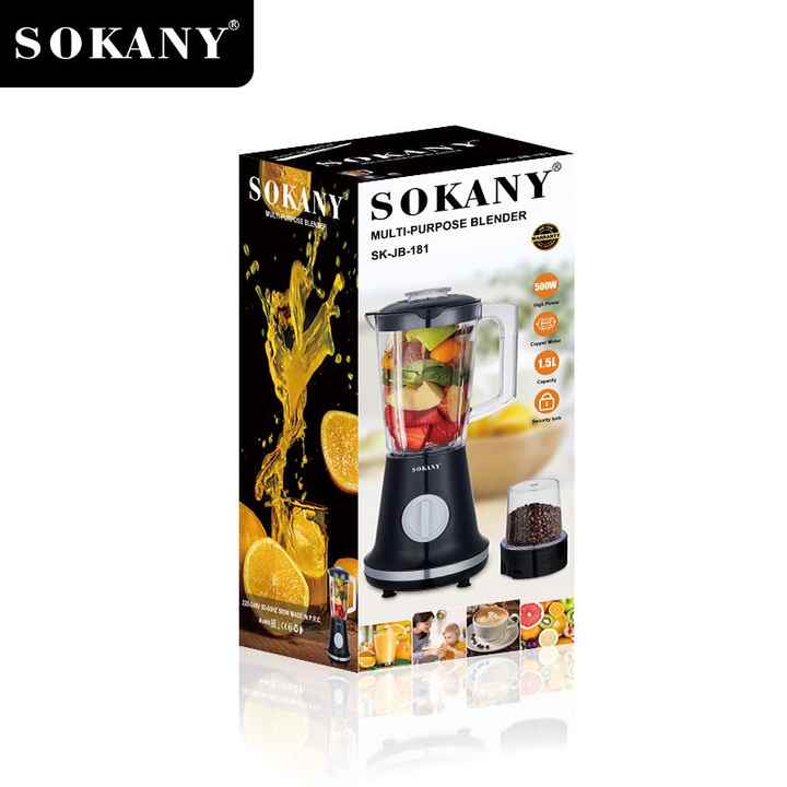 Sokany Blender 1.5L Multi-functional Stainless Steel Blades Powerful Motor 500W SK-JB-181