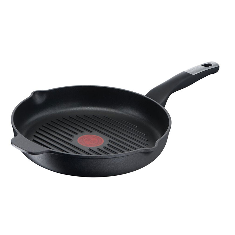 Tefal Unlimited Grill Pan 26x26CM Titanium Non Stick Anti Scratch Safe Non Stick G6 Unlimited Round Grillpan With Pouring Edge Frying Pan Black Cast Aluminum E2294074
