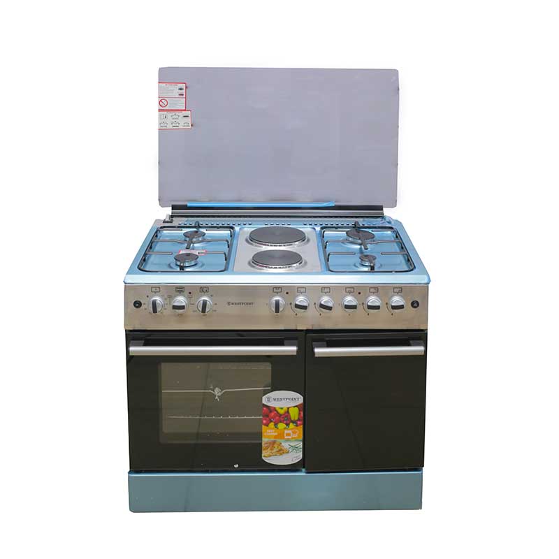 Westpoint Cooker 90 x 60 4 Gas Burners 2 Electric Plate Electric Oven + Gas Compartment Inox WCER9642E8XBO