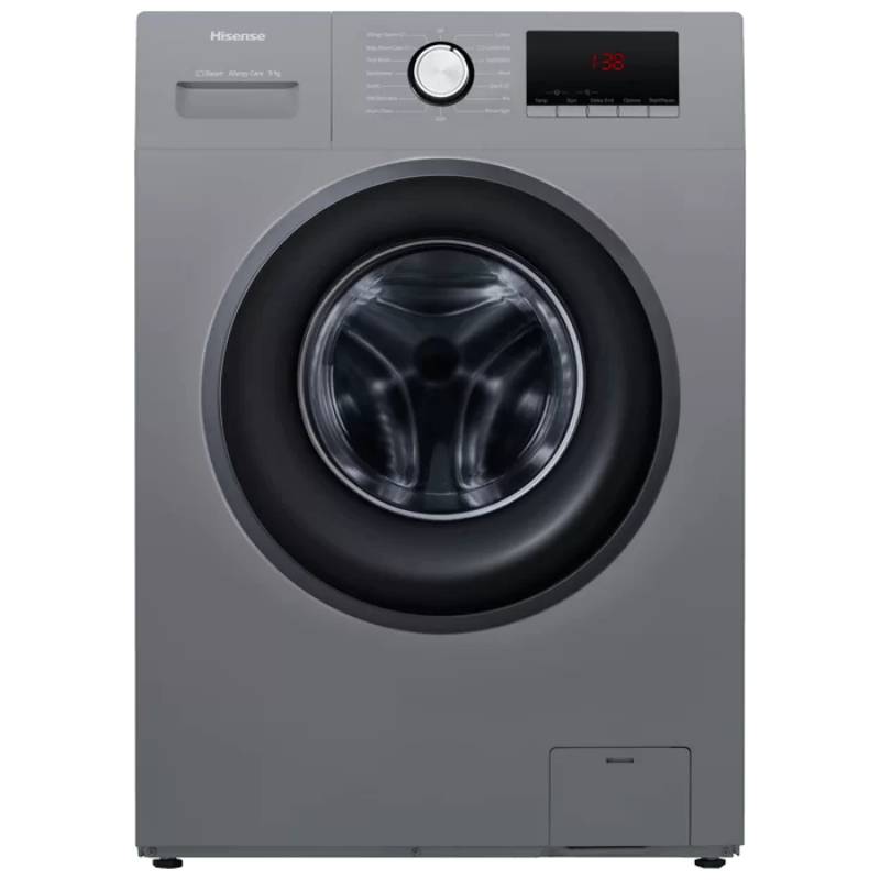 Hisense Washing Machine 9kg Steam Care, Front Load, LED Display, Time Delay, Energy Efficient, Snowflake Drum, Titanium WFPV9012MT