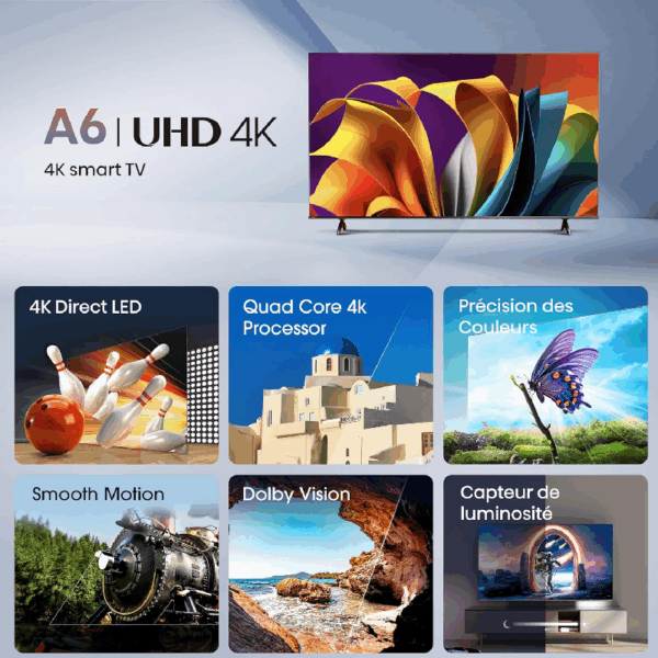 Hisense 55" LED UHD 4K Smart TV with Dolby Vision, HDR10, DTS Virtual:X, VIDAA 55A6N