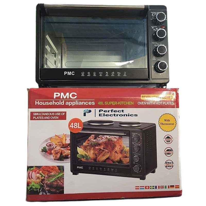 PMC Electric Oven 48L with 2 Hot Plates Thermostat Black