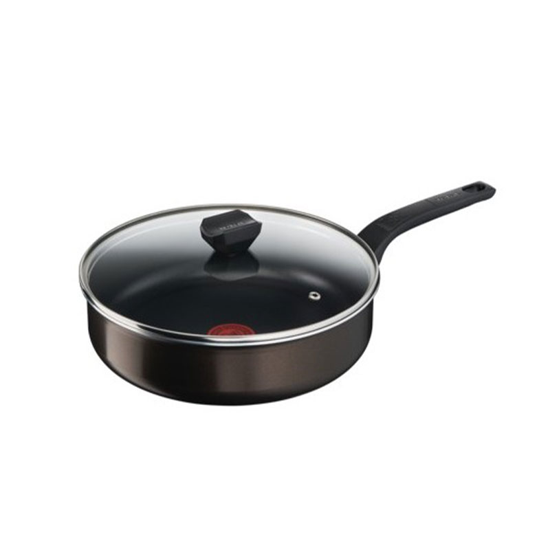 Tefal Easy Cook Sautepan 24CM + Lid Suitable for All Heat Sources Except Induction Non-Stick Coating Made in France B5543202
