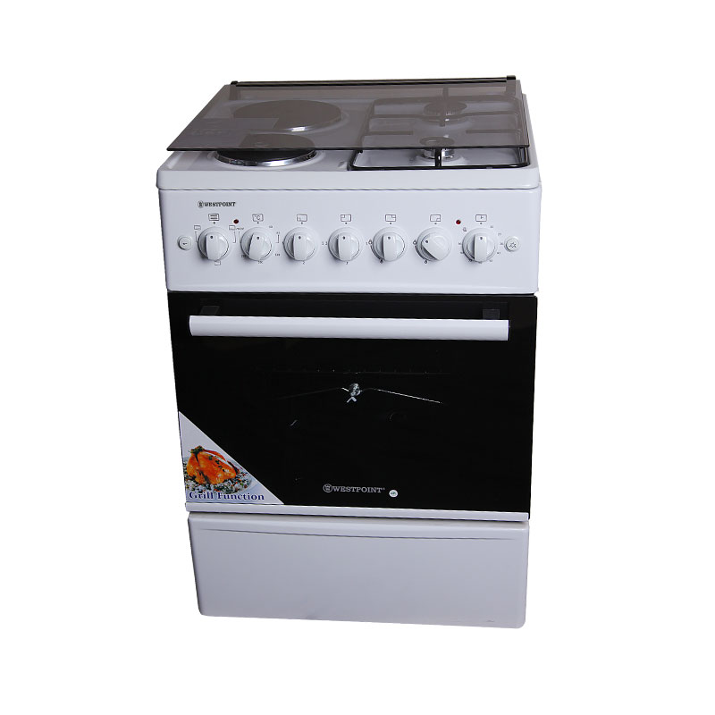 Westpoint Cooker 60x60cm 2 Gas Burners 2 Electric Plates with Electric Oven Inox WCER6622E0X