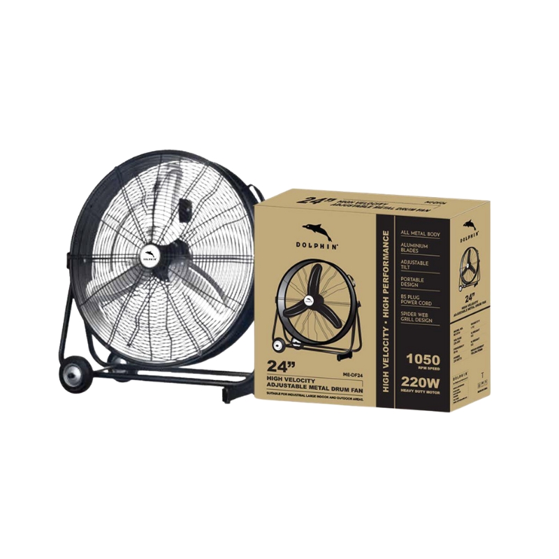 Dolphin Metal Drum Fan 24'' 220W 1050RPM High Velocity High Performance ME-DF24