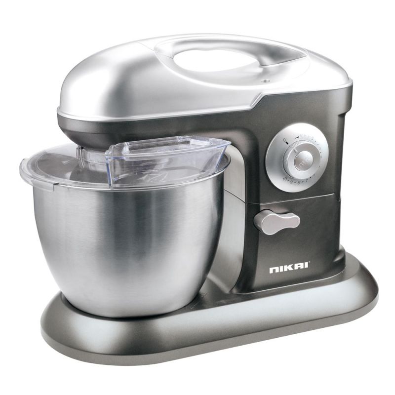 Nikai Kitchen Machine 1200W 6.5L 10 Speeds + Pulse 3 Attachments Dough Hook Beater Whisk Continuous Speeds Splash-Proof Lid Die Cast Aluminium Hooks and Stainless-Steel Whisk NSM650A