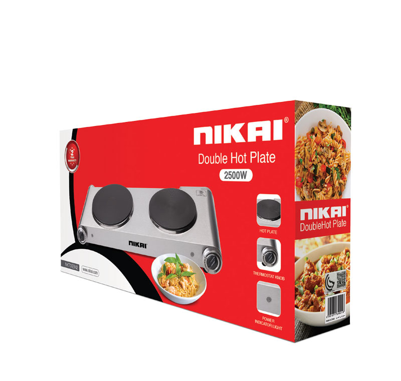 Nikai Double Hot Plate - Twin Cooktop 2500W Power Adjustable Thermostat Overheat Pro