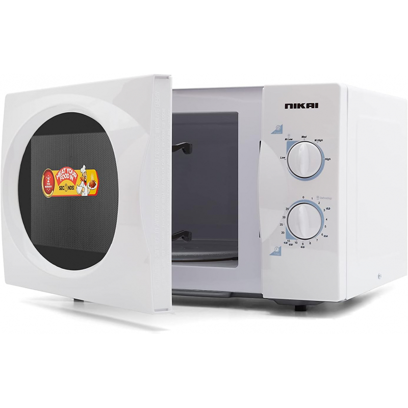 Nikai Microwave 23L 800W Solo Manual 6 Level 30min Timer Timer Defrost Option Glass Tray Countertop Microwave NMO2309MW