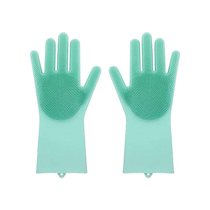 Silicone Hand Gloves Reusable Heat Resistant for Kitchen Bathroom Dishwashing Pet Grooming Car Washing 1 Pair