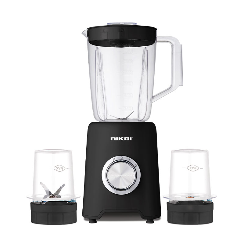 Nikai Blender 1.5L With Dry & Grinder Mill 600W Jar Capacity 2 Speeds Pulse Function Unbreakable PC Jar Stainless Steel Blades Mixing & Juicing - NB2900NA1
