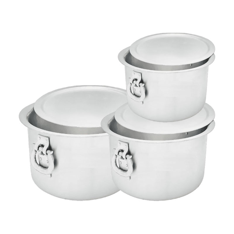 Nadstar Aluminium Sufuria 3pcs with Lid & Handle 210L 250L 300L Cookware Set Tope Cooking Pot for Commercial Use - Gauge 6 Kitchen Heavy Duty Tapela