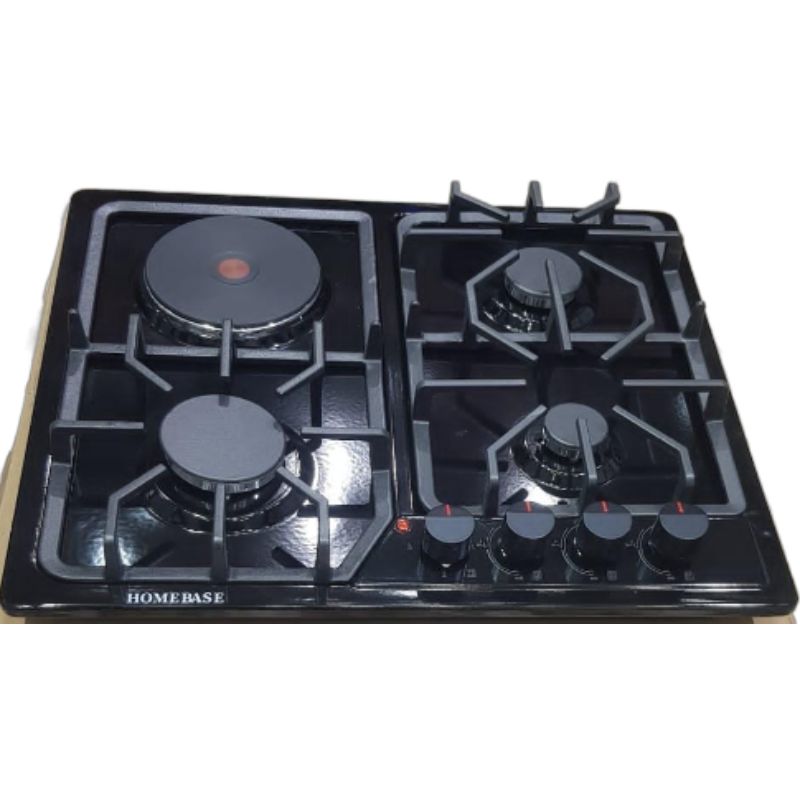 Homebase Built in Cooker 3 Gas Burners 1 Electric Hot Plate Steel Top HB-4713A