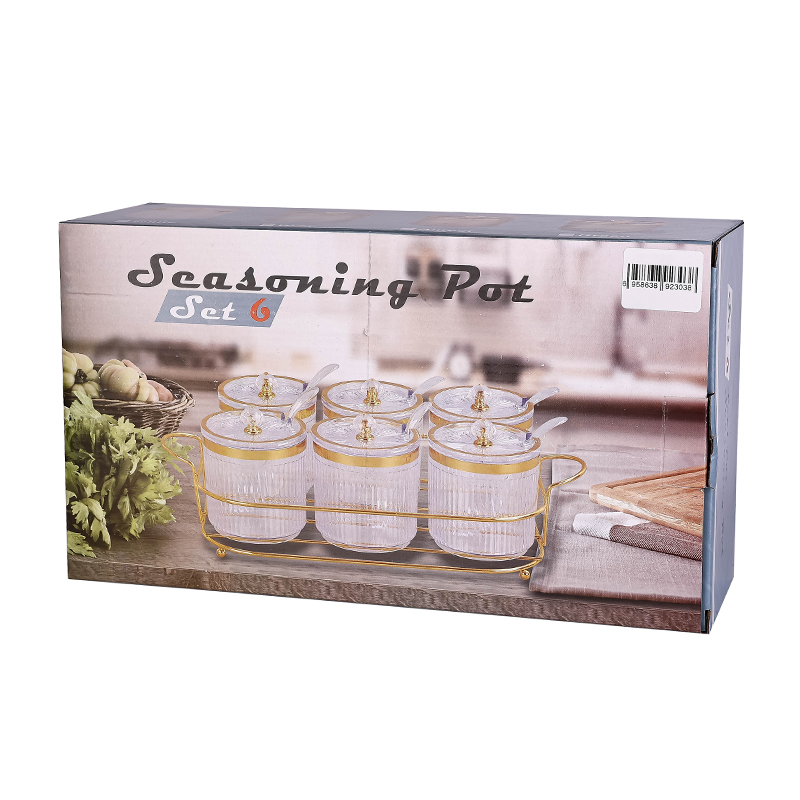 Nadstar Seasoning Pots 6pcs Set Condiment Pots Food Container with Lids and Spoons ST0606-1/2