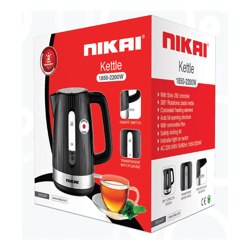 Nikai Kettle 1.7L 2200w Automatic Shut-Off With Indicator Light With Strix U92 Controller Double Layer Structure Electric Jug NK544P