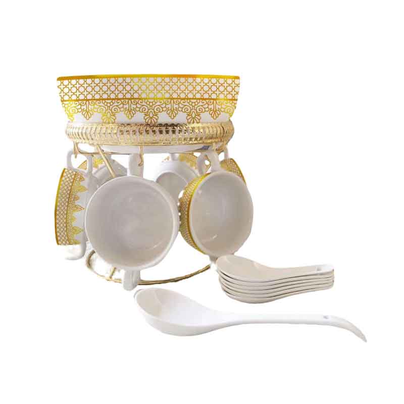 Nadstar Ceramic Soup Set With Soup Cups/Bowls Made of Porcelain Food Serving 921-13