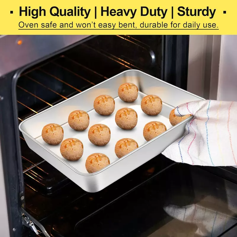 Nadstar Aluminium Square Tray 9.5" Cake Moulds Rectangle Baking Tray Deep Oven Pan for Lasagna Brownie Pizza Heavy Duty Anti-Rust Easy Clean NO13