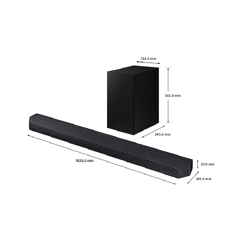 Samsung Home Theatre Q Series 3.1.2ch, 0.5W, Dolby Atmos_DTS-X, Q-Symphony, Adaptive Sound, Synergy with QLED, Wireless Bluetooth Subwoofers HW-Q600C/ZN