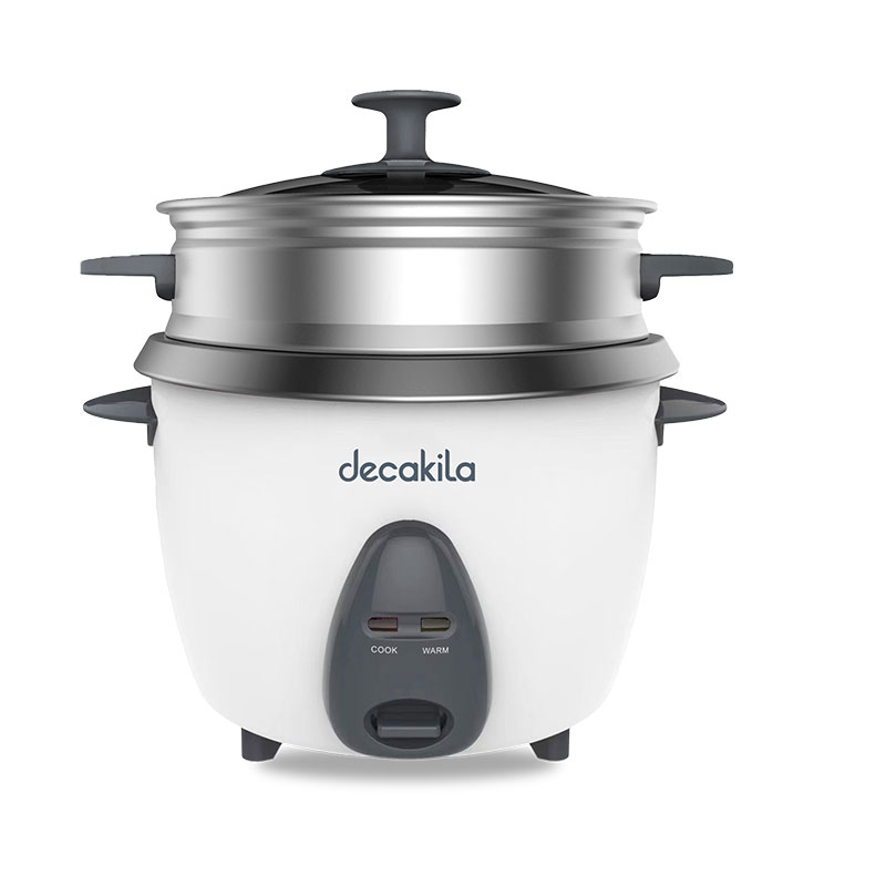 Decakila Rice Cooker 2.8L 700W 10 Cups w/ Automatic Cooking Steamer Tray and Warmer Function| Removable Non-Stick Bowl Measuring Cup and Spatula KEER035W