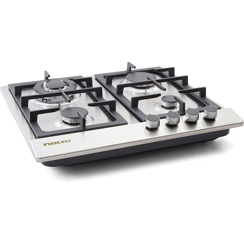 Nikai Gas Built In Hob Stainless Steel 4 Burner with FFD and Auto Ignition 50x45x25cm NGH3005N