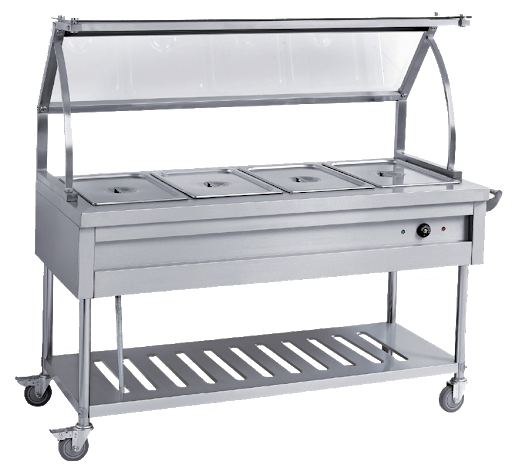 Nadstar Trolley With Glass Top 4 Pan - HBW-4G