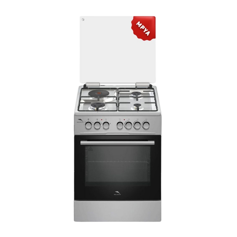 Dolphin Free Standing Cooking Range 60x60 3 Gas Burners 1 Electric Hot Plate & Electric Oven Inox FS06060I-3G1E/E