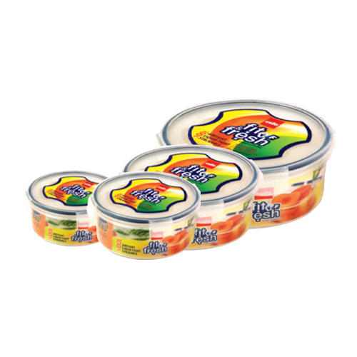 Cello Plastic Container Fit & Fresh Plain 300ml 600ml 1200ml & 2000ml 4pc Set