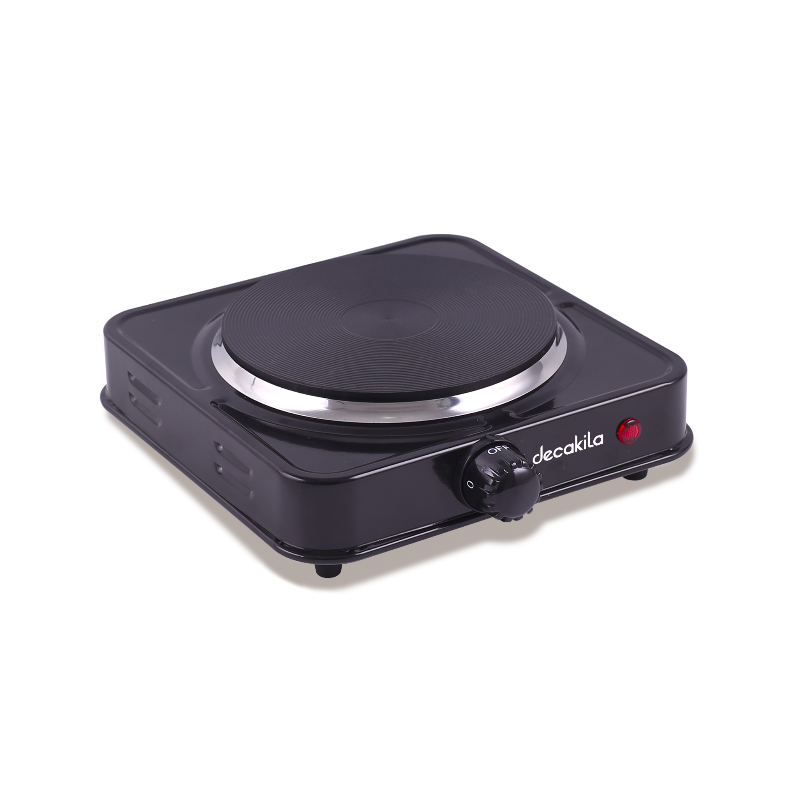 Decakila Hot Plate Single 1000W One Burner Heavy Duty Cast Iron Heating Surface 5 Heat Settings Electric Stove Auto Thermostat Control KECC004B