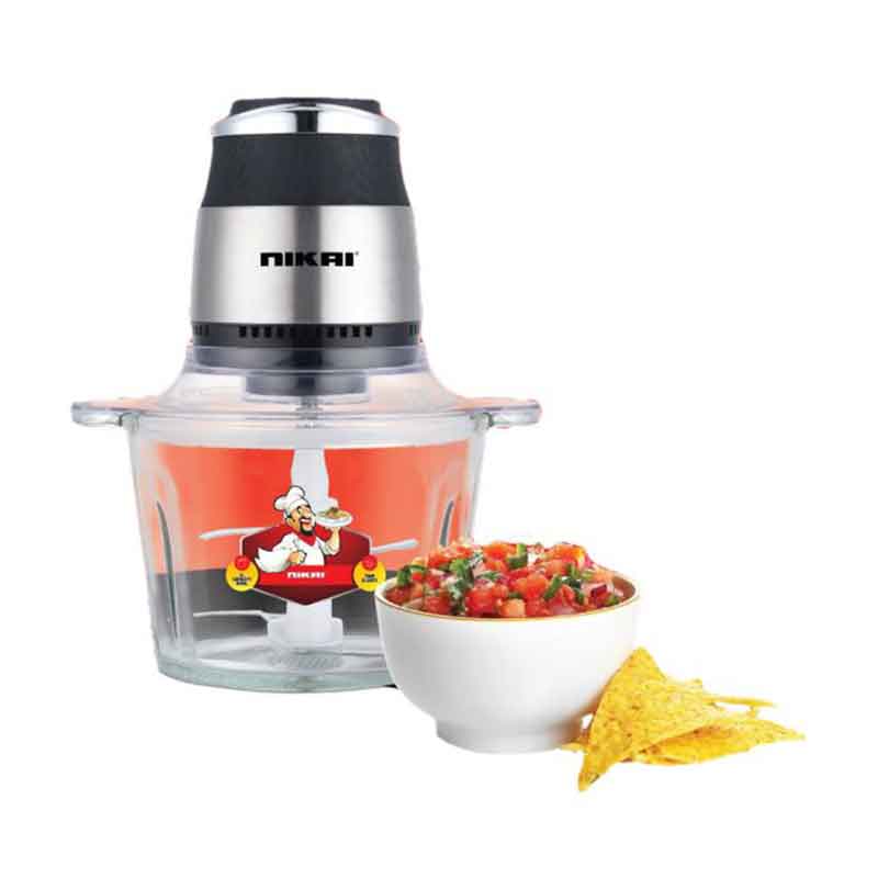 Nikai Chopper 500W 3L Glass Bowl Double SS Detachable Blade Non Slip Rubber Base NC394G